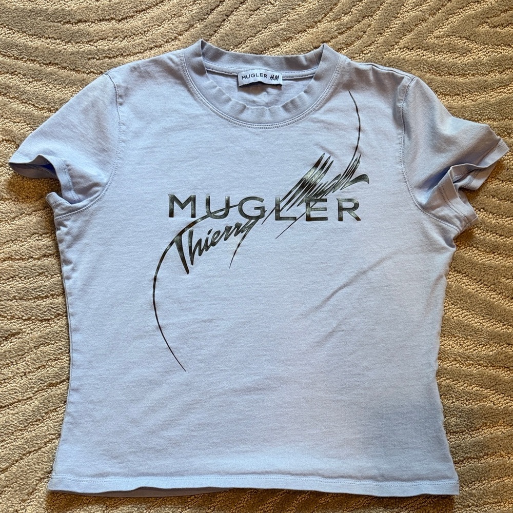 Mugler Light Lavender Graphic Logo Tee